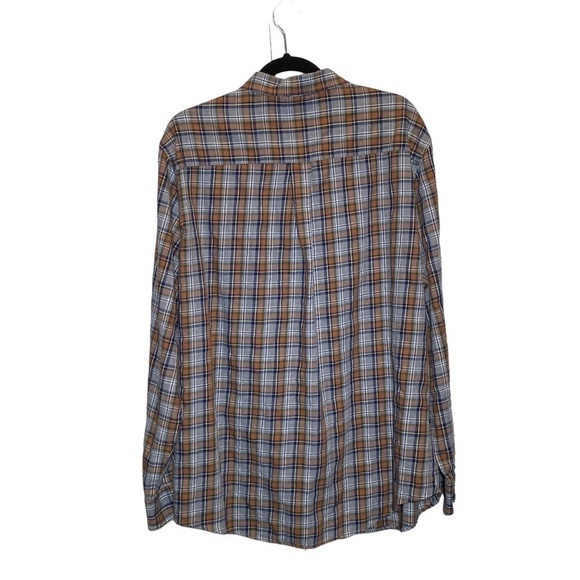 Croft & Barrow men's Size XL button down easy care brown plaid long sleeveshirt - Picture 4 of 5